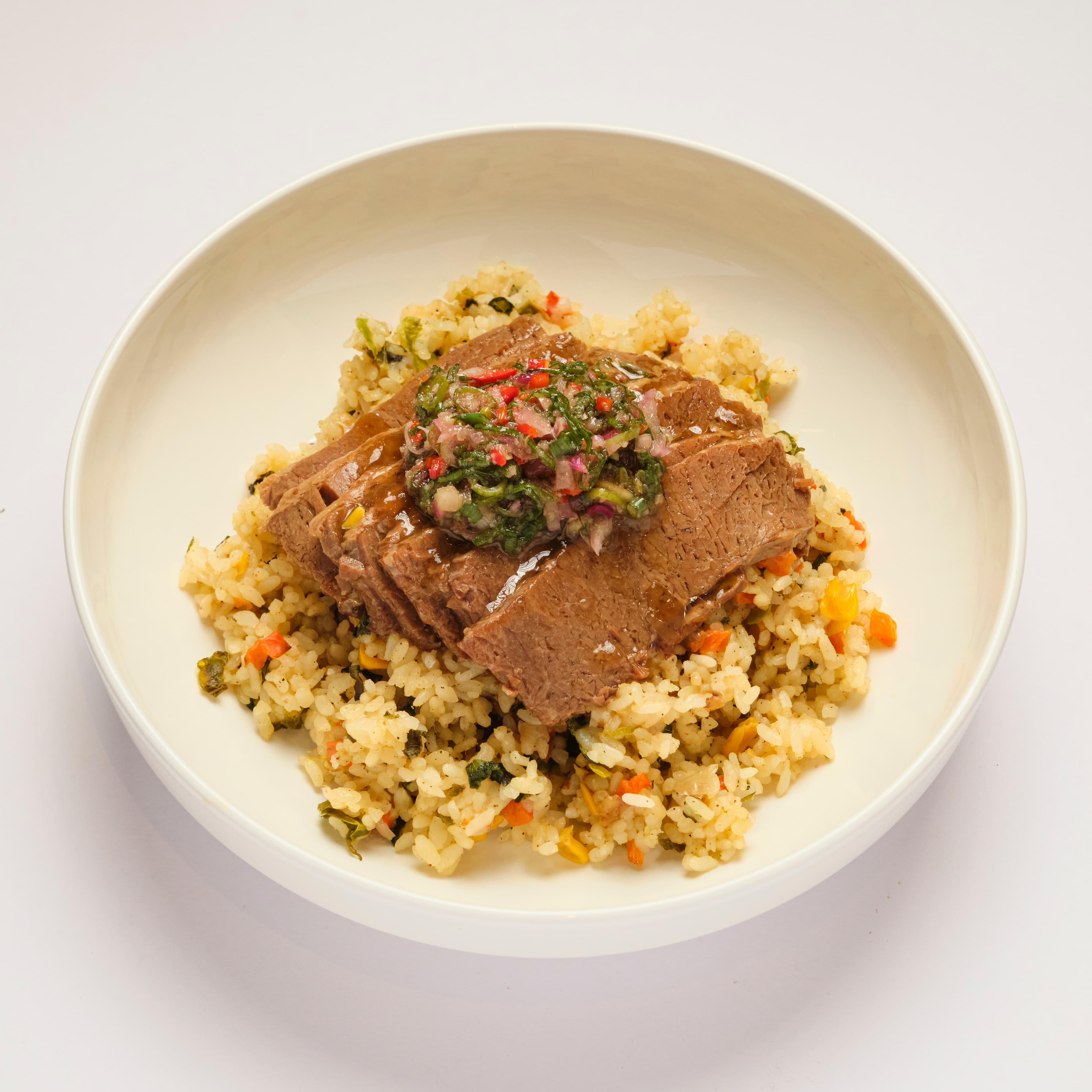 Master stock beef brisket & roast veggie rice