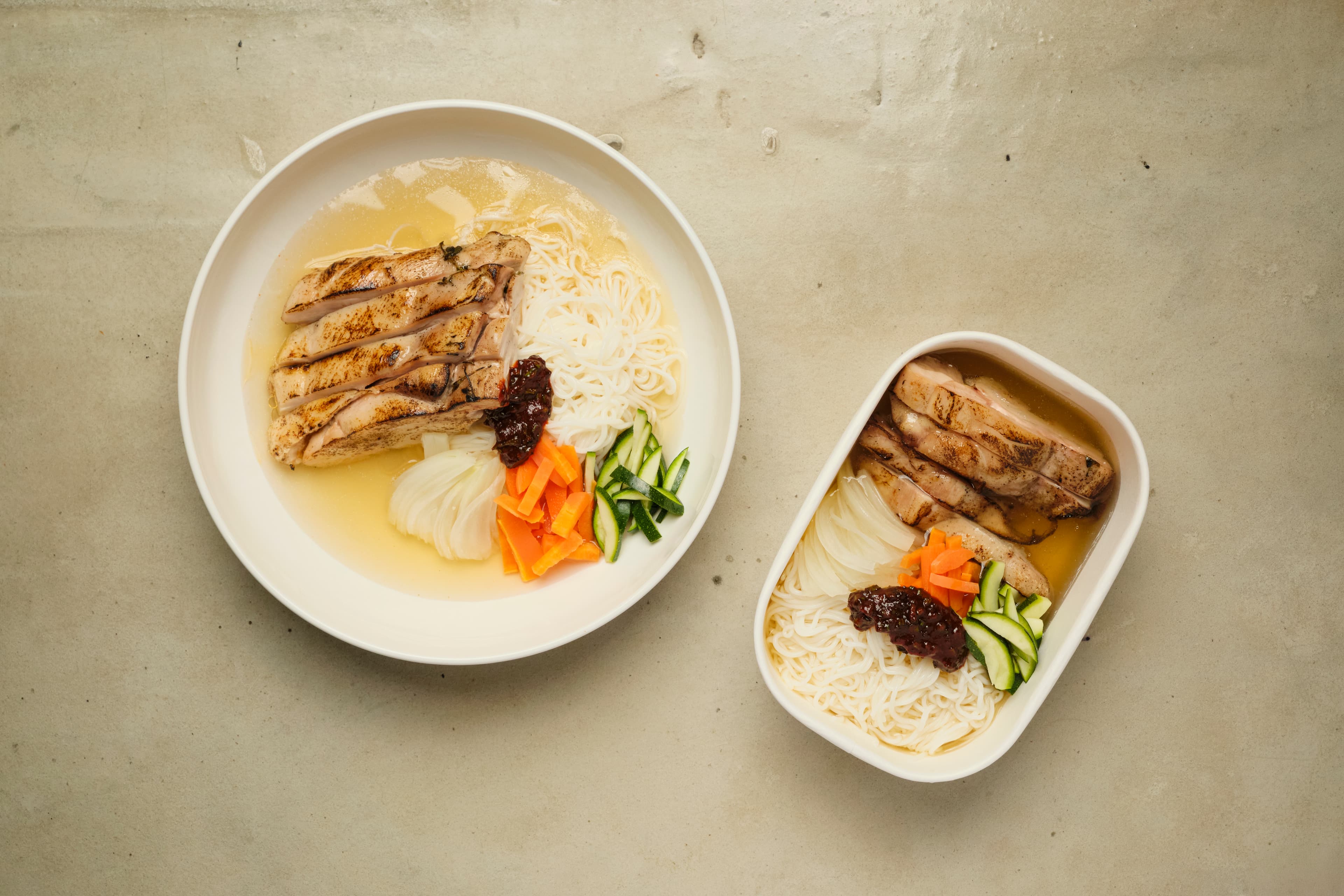 Korean chicken broth & tofu noodle detail 2