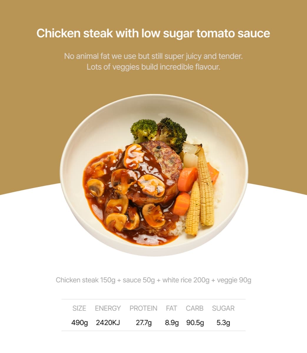 Chicken steak with low sugar tomato sauce detail 1