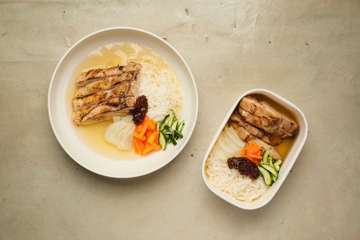 Korean chicken broth & tofu noodle detail 2